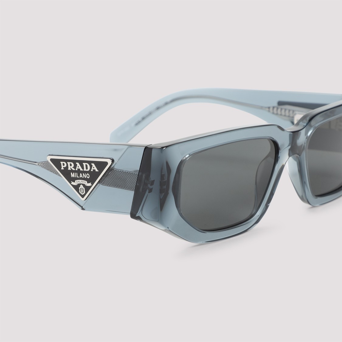 Prada Angular Frame Grey Acetate Sunglasses With Iconic Logo In Grey