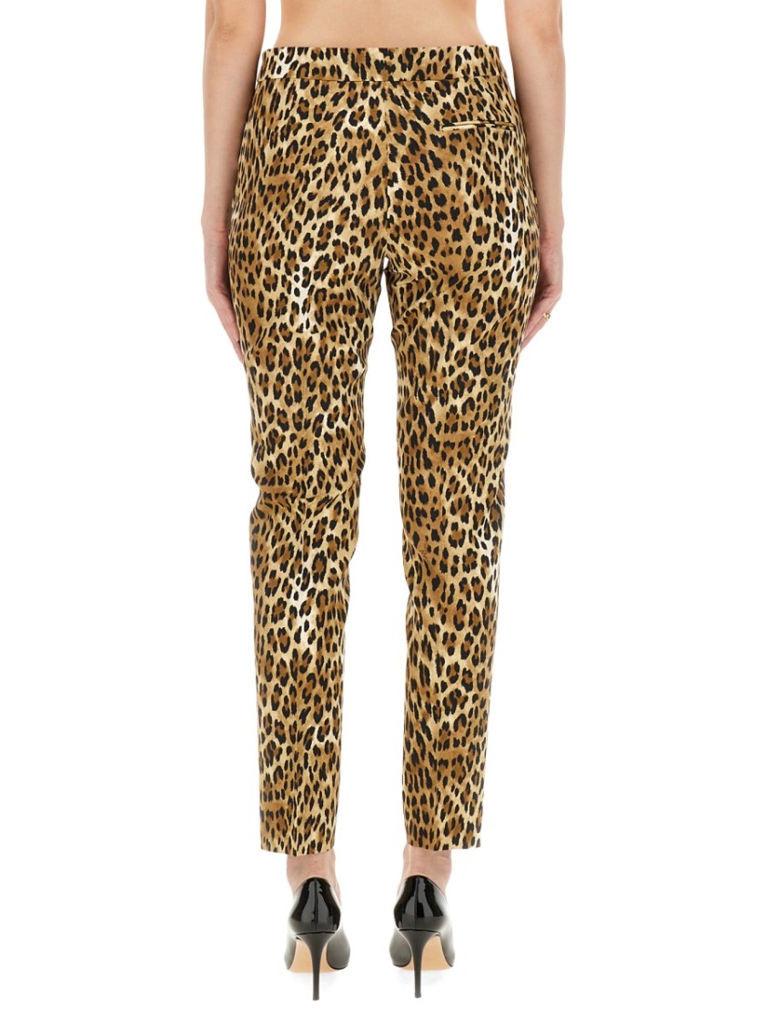 Shop Moschino Pants With Animal Pattern In Brown