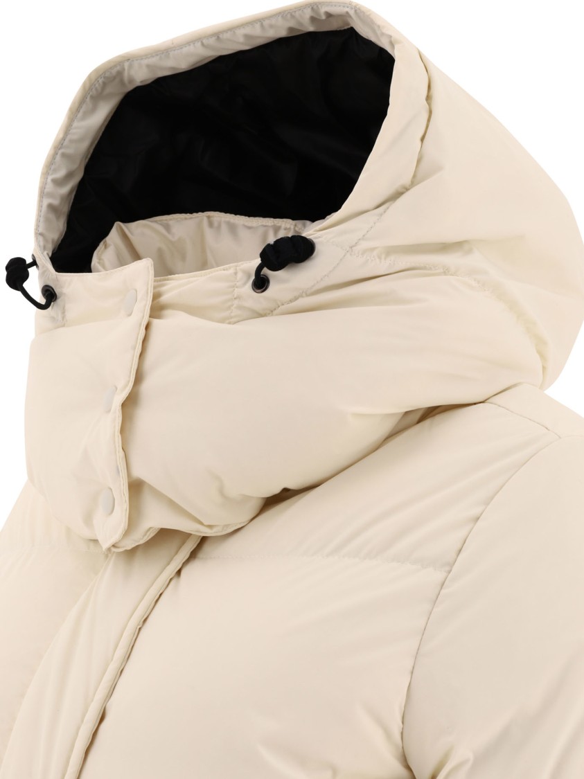 Aspesi Long Hooded Coat With Down And Feather Padding In Neutral