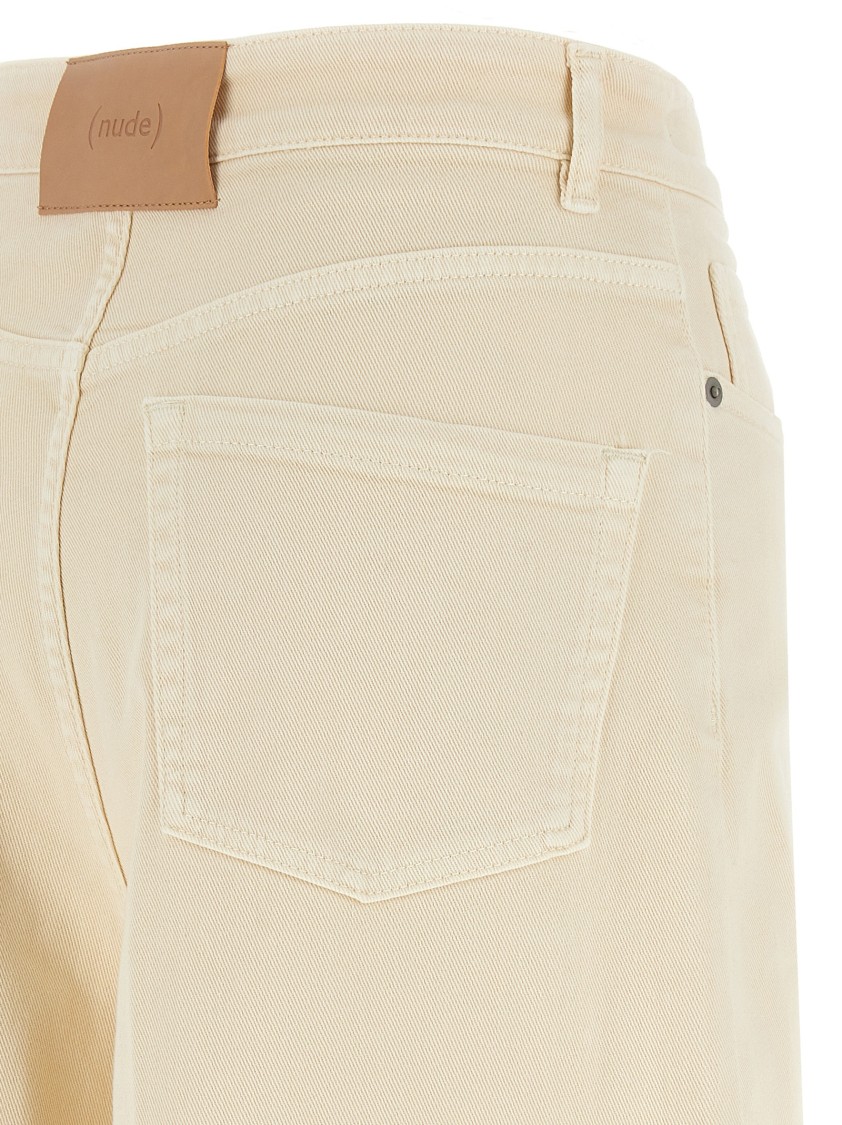 Nude High-waisted Wide Leg Jeans In Neutral