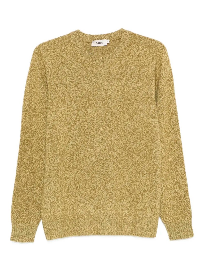 Altea Textured Knit Long Sleeve Crew-neck Sweater In Green