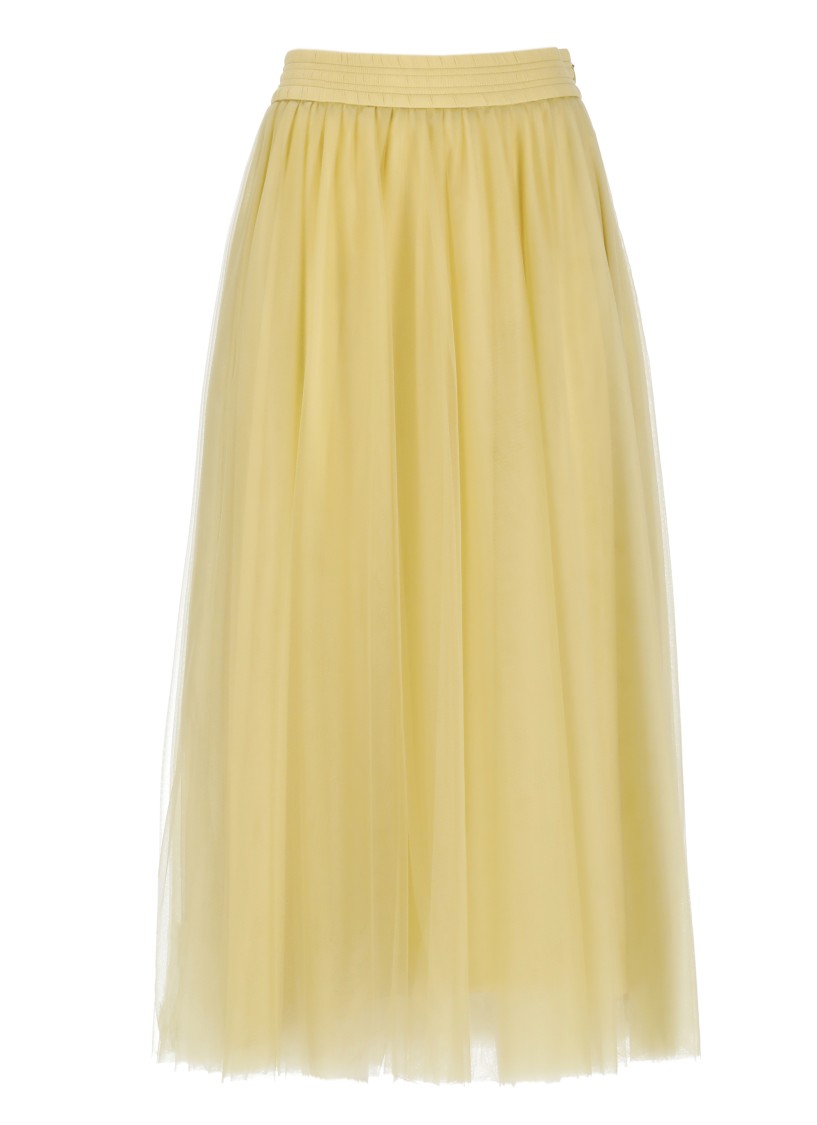 Fabiana Filippi A-line Tulle Midi Skirt In Yellow