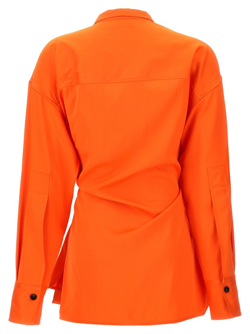 Ferragamo Satin Asymmetric Shirt In Orange