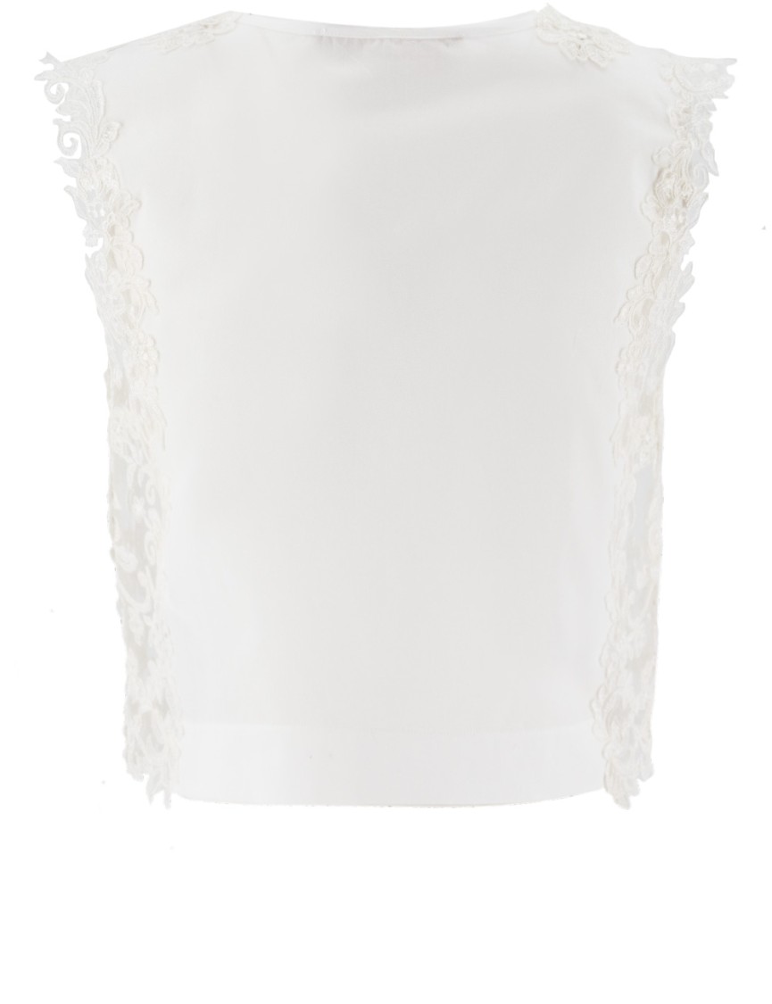 Ermanno Scervino Sleeveless Top With Exquisite Lace Detailing In White