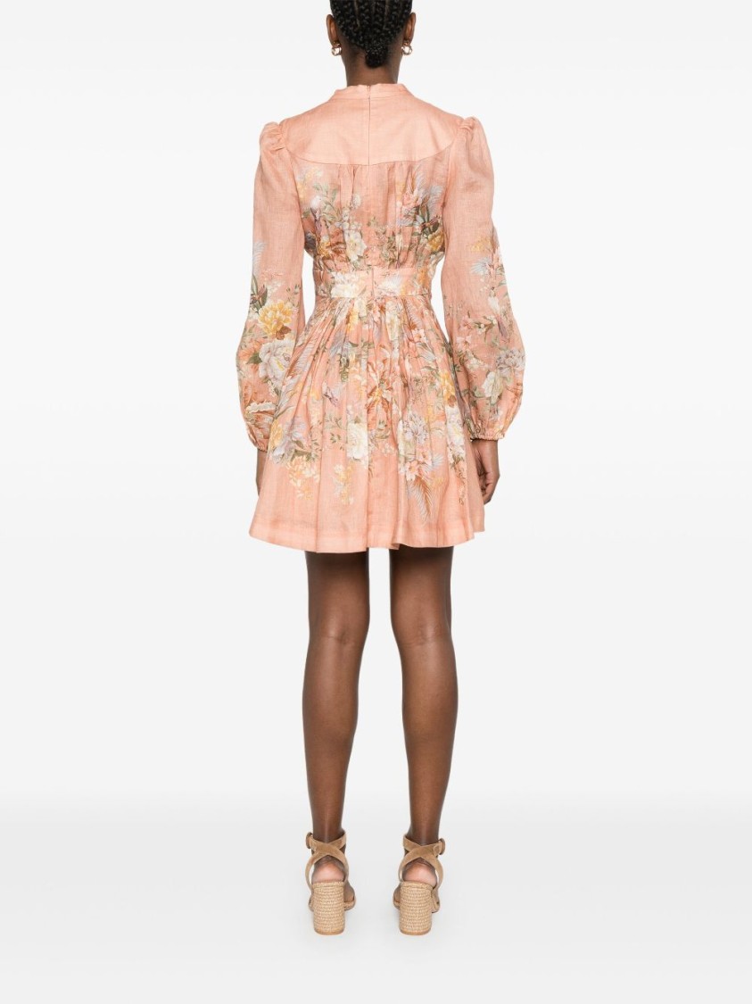 Shop Zimmermann Peach Pink Tallow Plunge Mini Dress