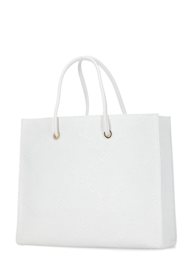 ELISABETTA FRANCHI ELISABETTA FRANCHI WHITE TOTE RAFIA BAG