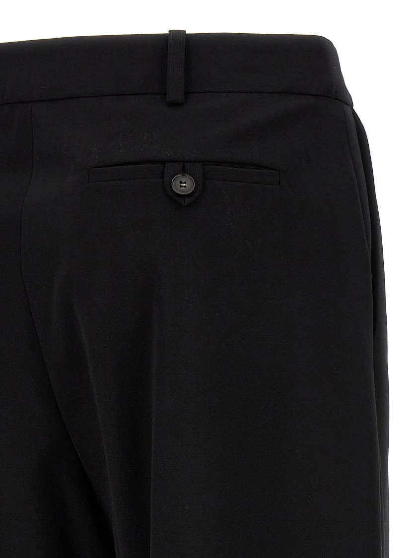 Stella Mccartney Cropped Tailored Pants With Double Front Pleats In Black