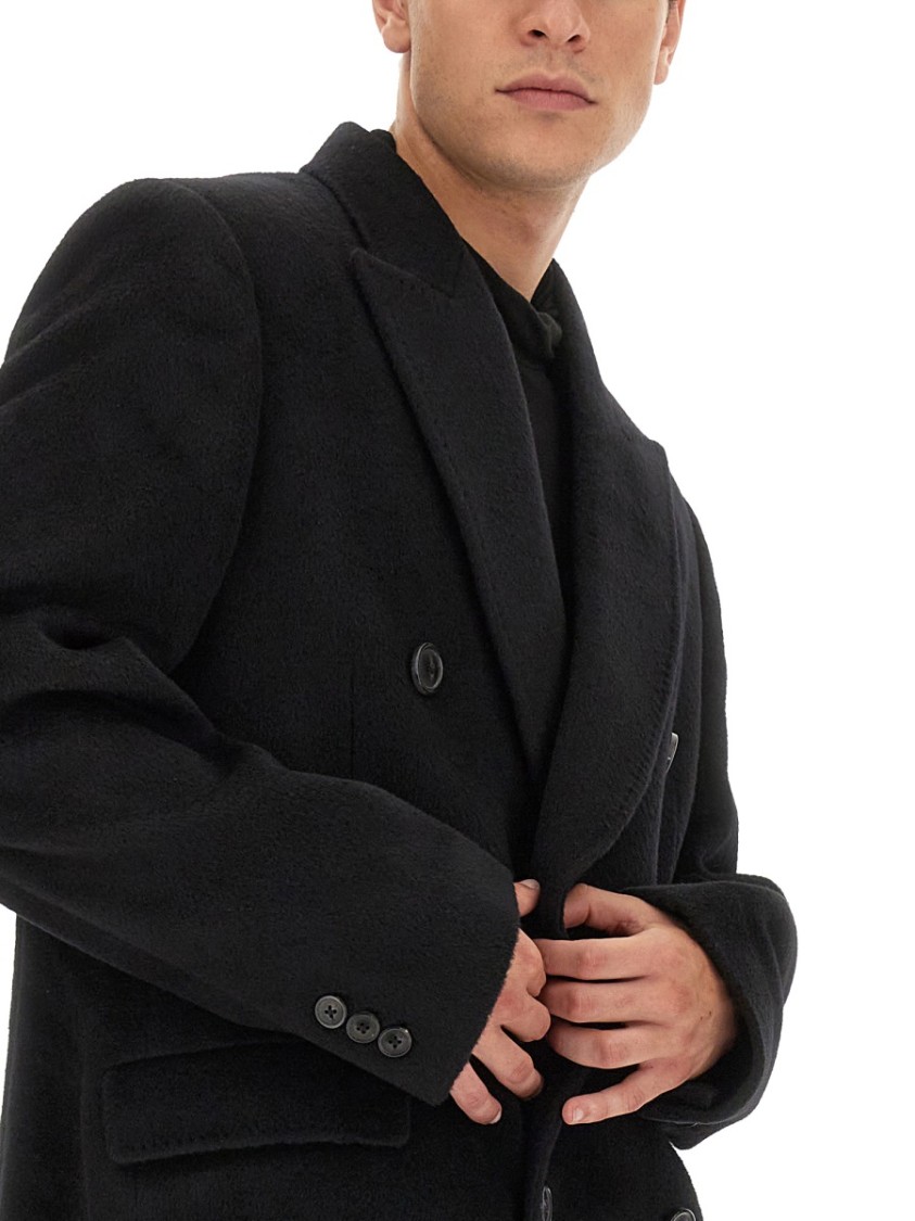Our Legacy Oversize Double-breasted Coat Notched Lapels In Black