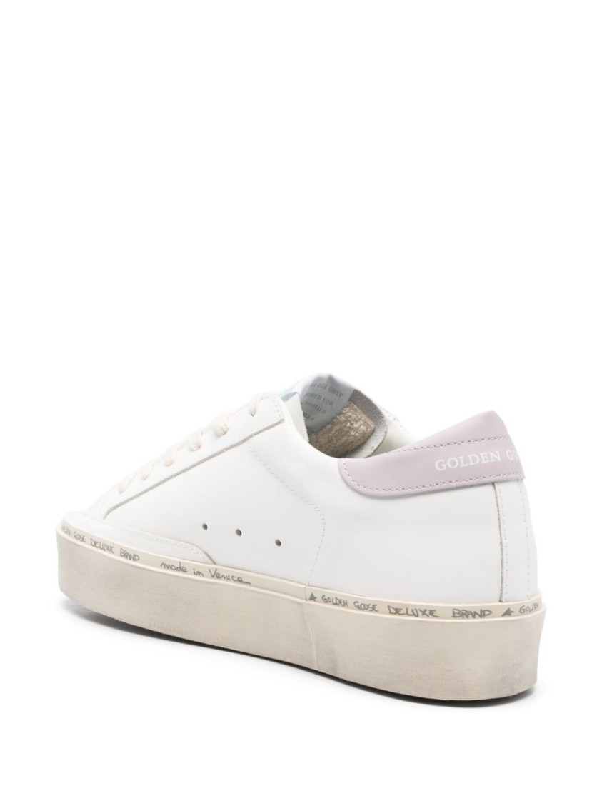 Golden Goose 'hi Star' White Low Top Sneakers With Laminated Star Patch On The Side In White