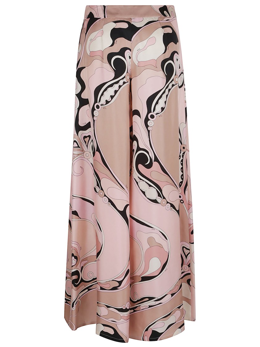 EMILIO PUCCI EMILIO PUCCI WIDE LEG SILK TWILL TROUSERS WITH ORCHID PRINT