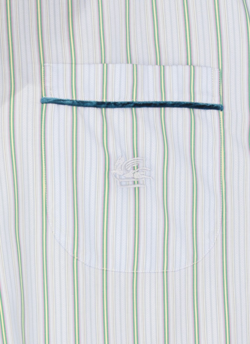 Shop Etro Light Blue Cotton Shirt With Contrasting Stripes In White