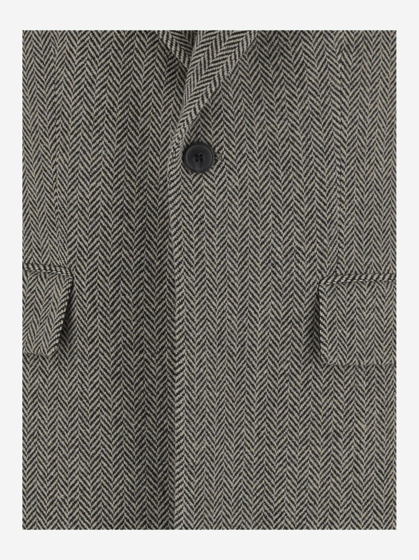 Polo Ralph Lauren Herringbone Pattern Wool Blend Coat In Gray