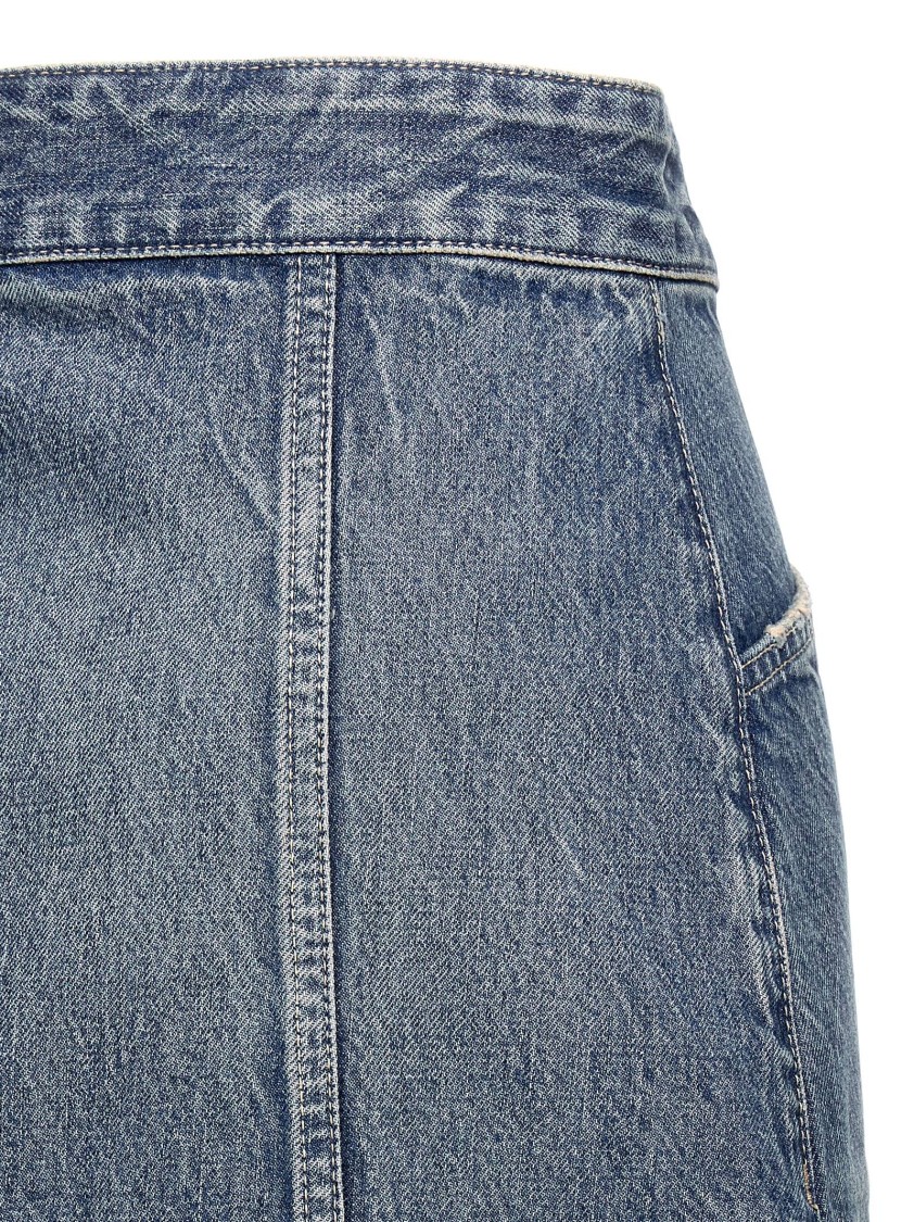 Valentino Garavani Cotton Denim Mini Skirt With Trimming Detail In Blue