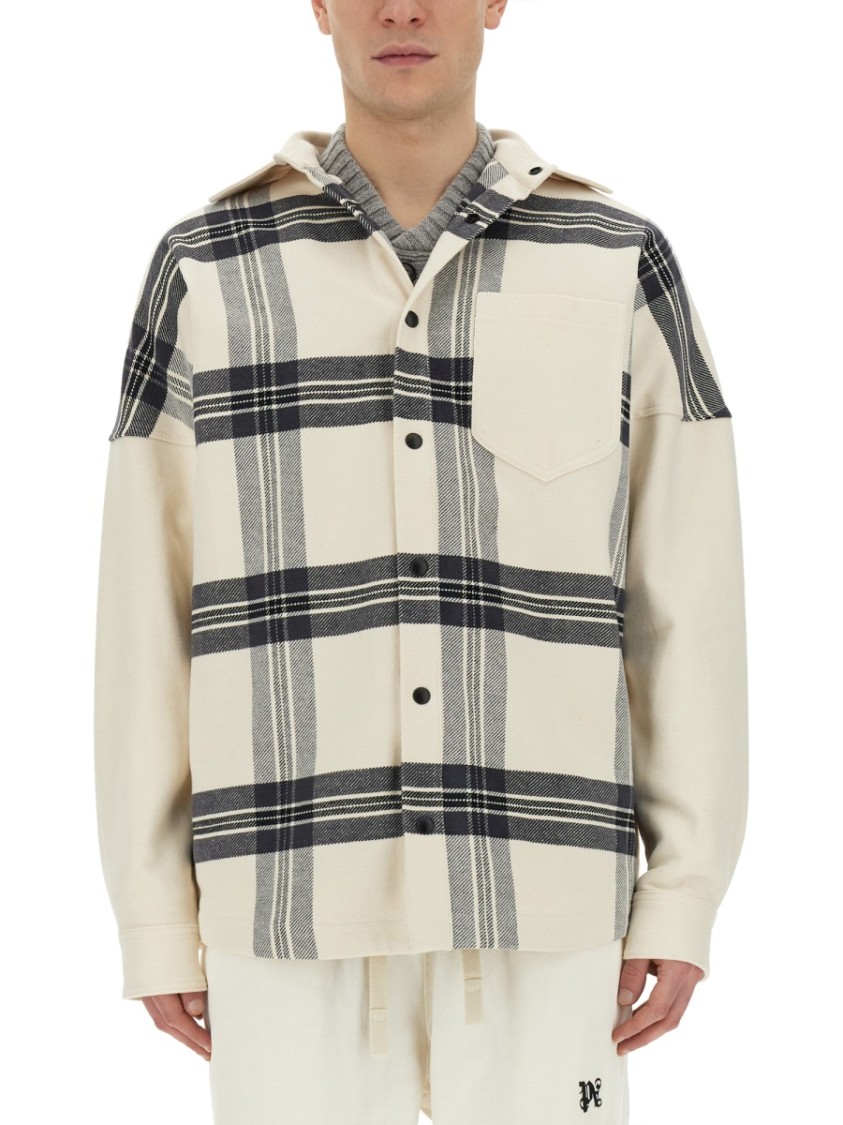 Palm Angels Clour-block Panelled Design Jacket In Neutrals