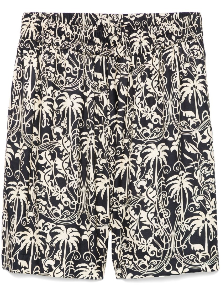 Laneus Palm Leaf Print Bermuda Shorts In Grey