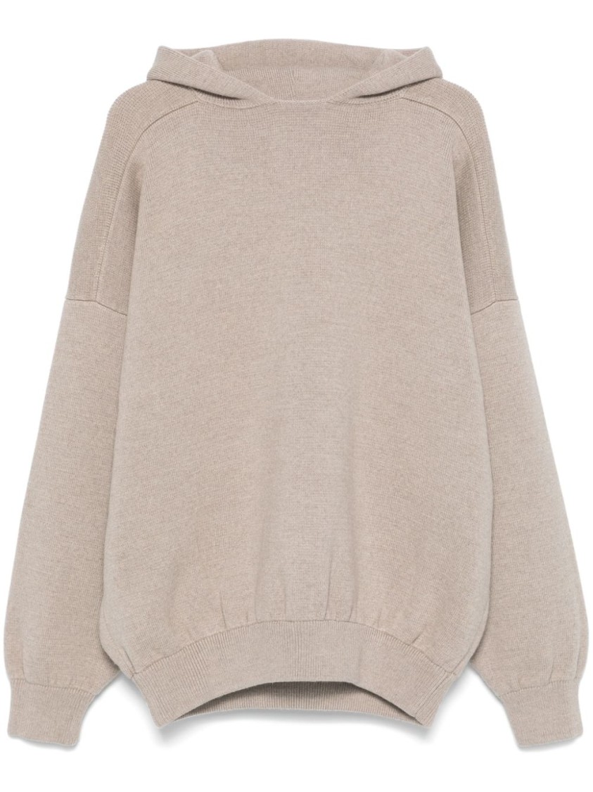 Fear Of God Virgin Wool Hooded Knit Sweater In Neutrals