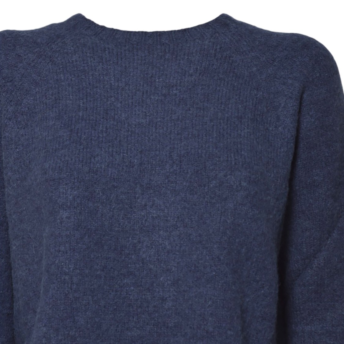 Max Mara Relaxed Fit Alpaca Blend Sweater With Round Neckline In Blue