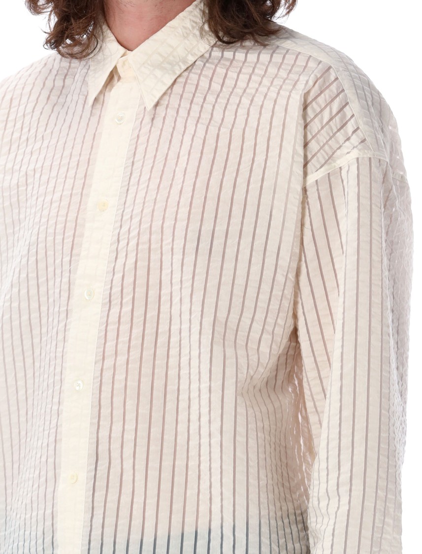 Sunflower Lightweight Semi-sheer Shirt With Striped Pattern In Black