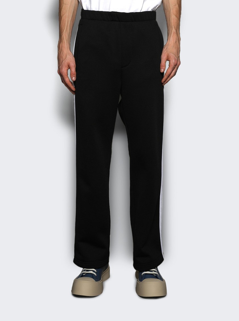 MARNI MARNI RELAXED FIT BLACK PANTS WITH CONTRASTING SIDE STRIPES