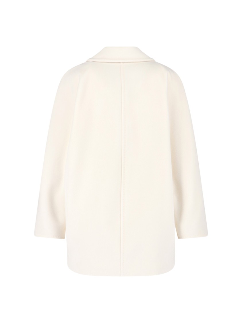Max Mara Ivory Wool Blend Rebus Coat In White