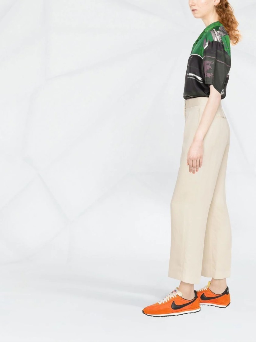 Msgm High-waisted Relaxed-fit Trousers In White