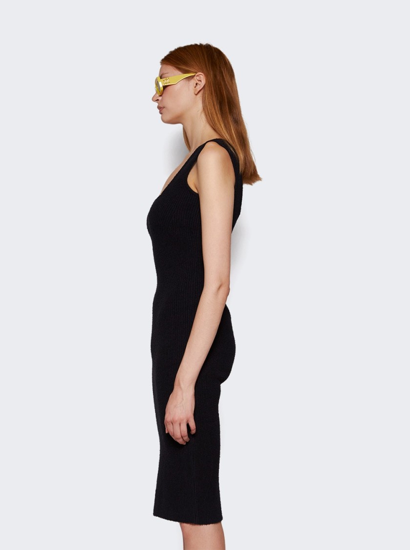 Wardrobe.nyc Textured Ribbed Knit Midi Dress With Square