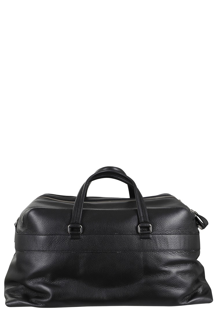 Orciani Spacious Black Duffel Bag With Adjustable Strap In Black