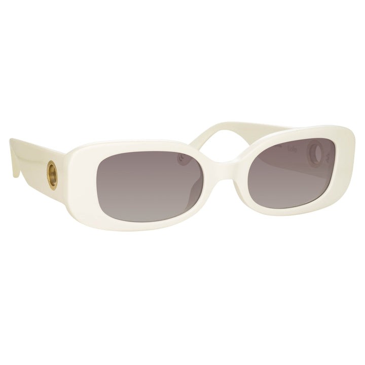 Linda Farrow Lola Rectangular Sunglasses In In White