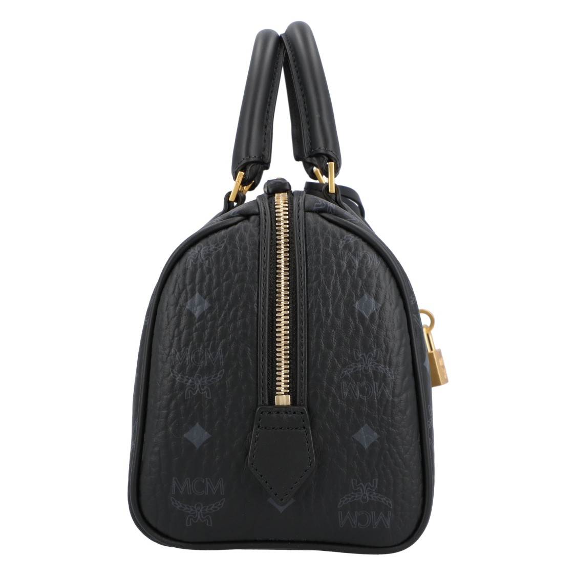 Mcm Ella Boston Bag In Visetos In Black