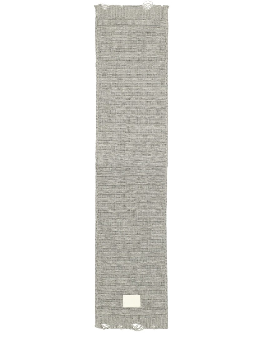 Mm6 Maison Margiela Mm6 By Maison Margiela Textured Knit Wool Scarf With Frayed Edges In Gray