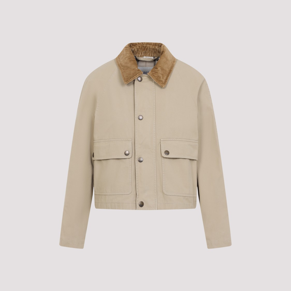 Burberry Cropped Beige Coat With Corduroy Collar In Gray