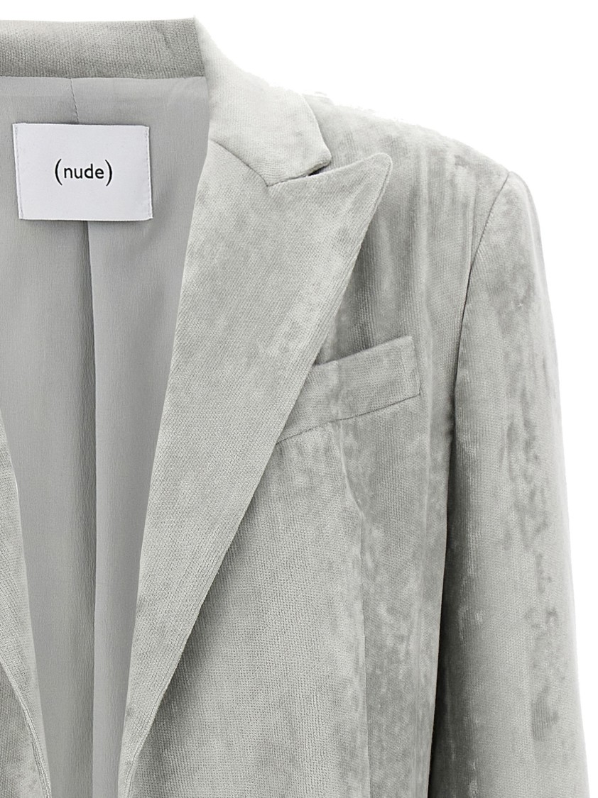 Nude Grey Velvet Blazer In Black
