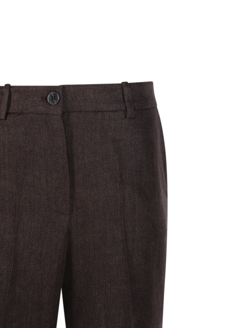 Shop P.a.r.o.s.h Parosh Tailored Brown Linen Pants In Black