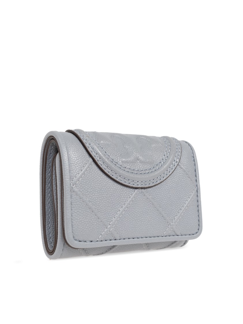 Tory Burch Fleming Soft Logo Wallet In Gray