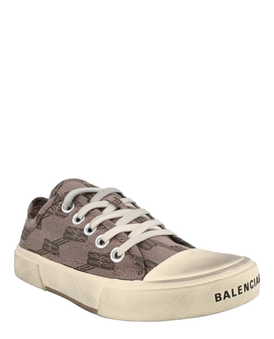 Balenciaga Paris Bb Monogram Low-top Sneakers In Brown