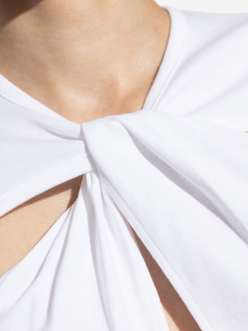 Coperni Cut-out Design Black T-shirt With Modern Silhouette In White