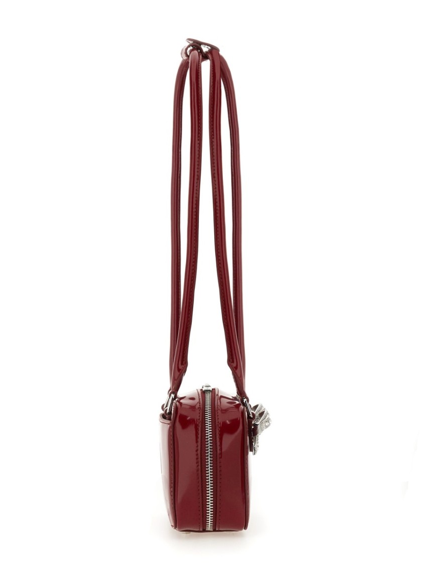 Shop Self-portrait Bordeaux Leather Shoulder Bag In Burgundy