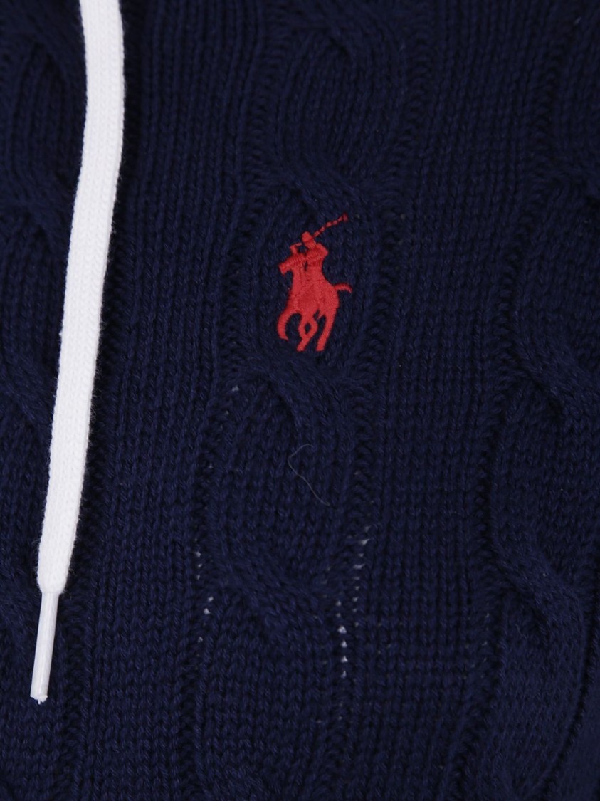 Shop Polo Ralph Lauren Cable Knit Blue Zip-up Sweater