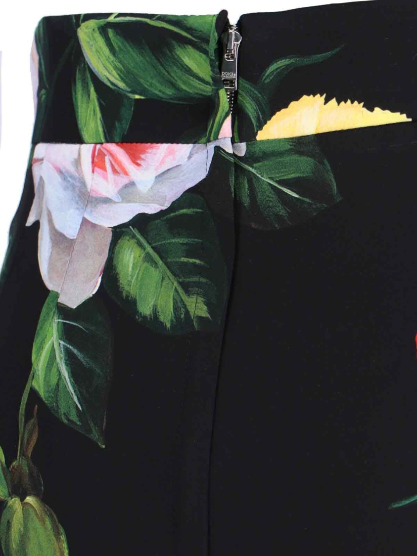 Dolce & Gabbana Multicolor Shirt With Oversize Pointed Collar And All-over Floral Motif In Silk Stretch Woman In Black