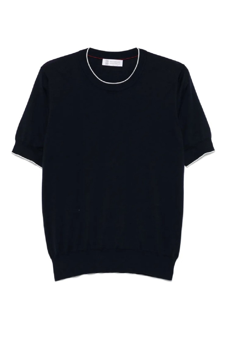 Brunello Cucinelli Men's Knitted Cotton T-shirt In Black
