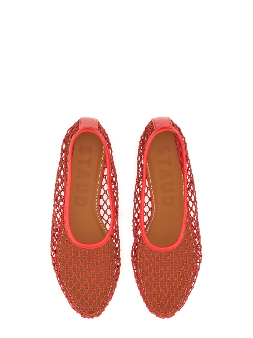 Staud Alba Ballet Flats Red Netting In Red