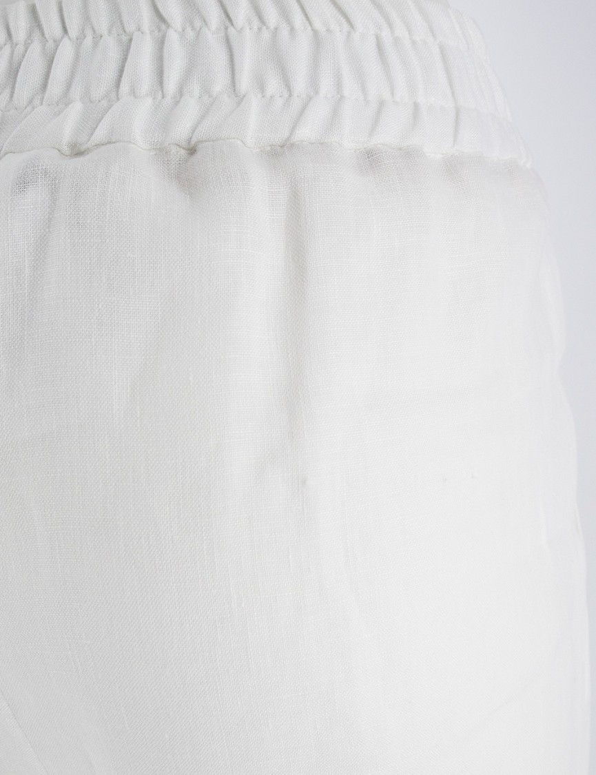 Le Tricot Perugia Relaxed Linen Trousers With Drawstring Waist In White