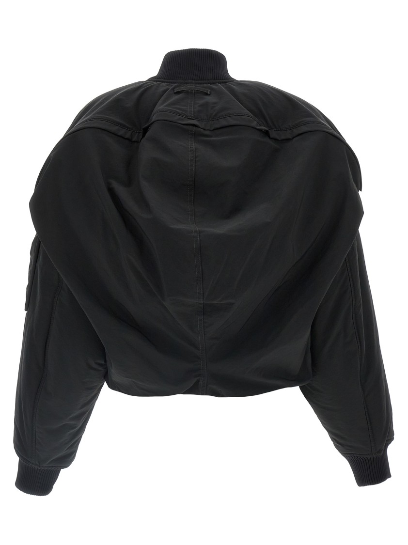 Jean Paul Gaultier Cropped Bomber With Hidden Hood Detail In Black