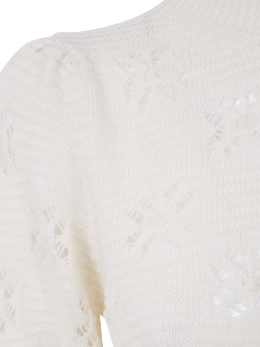 Twinset Twin-set Textured Knit Sweater With Subtle Floral Pattern In White