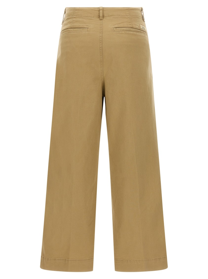 Polo Ralph Lauren Wide-leg Cropped Pants With Zip Closure In Brown