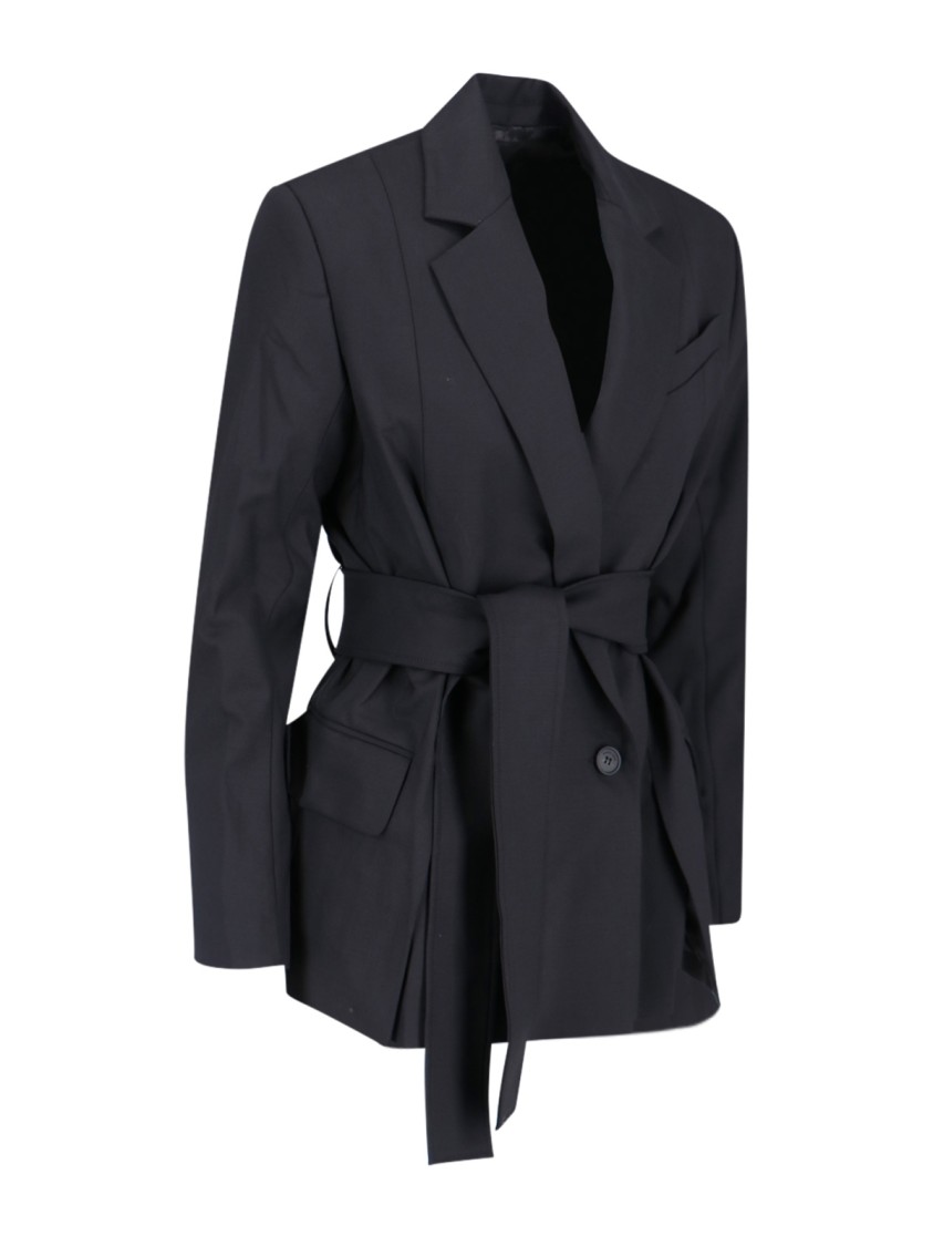 Eudon Choi Wool And Cashmere Double Breasted Blazer With Flap Pockets In Black