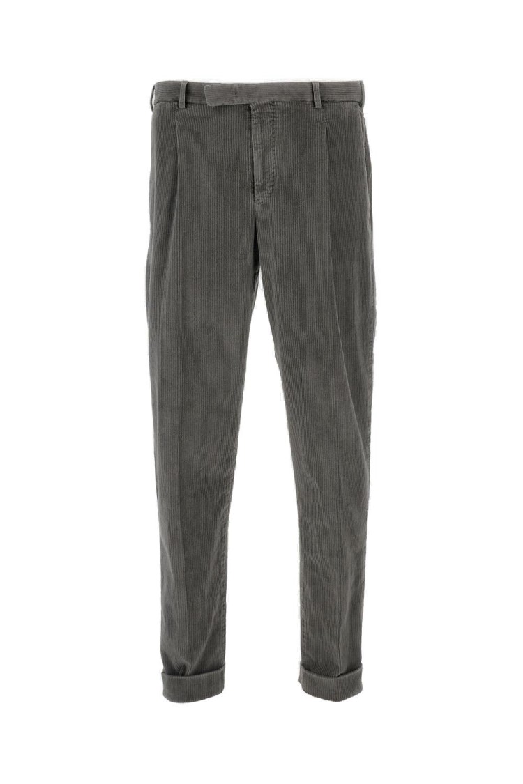 Pt01 Wide Ribbed Velvet Trousers In Gray