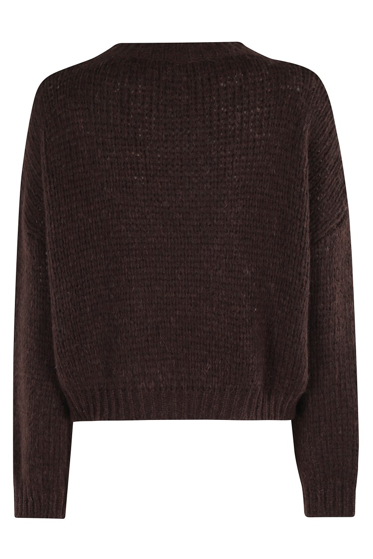 Roberto Collina Textured Relaxed-fit Long-sleeved Crew Neck Sweater In Brown