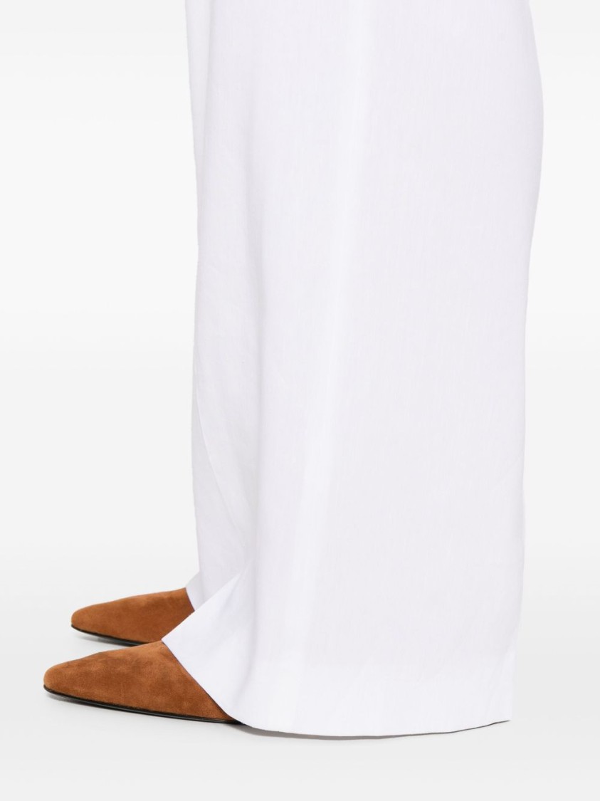 Hugo Boss Boss Wide-leg Linen Trousers With Concealed Fastening