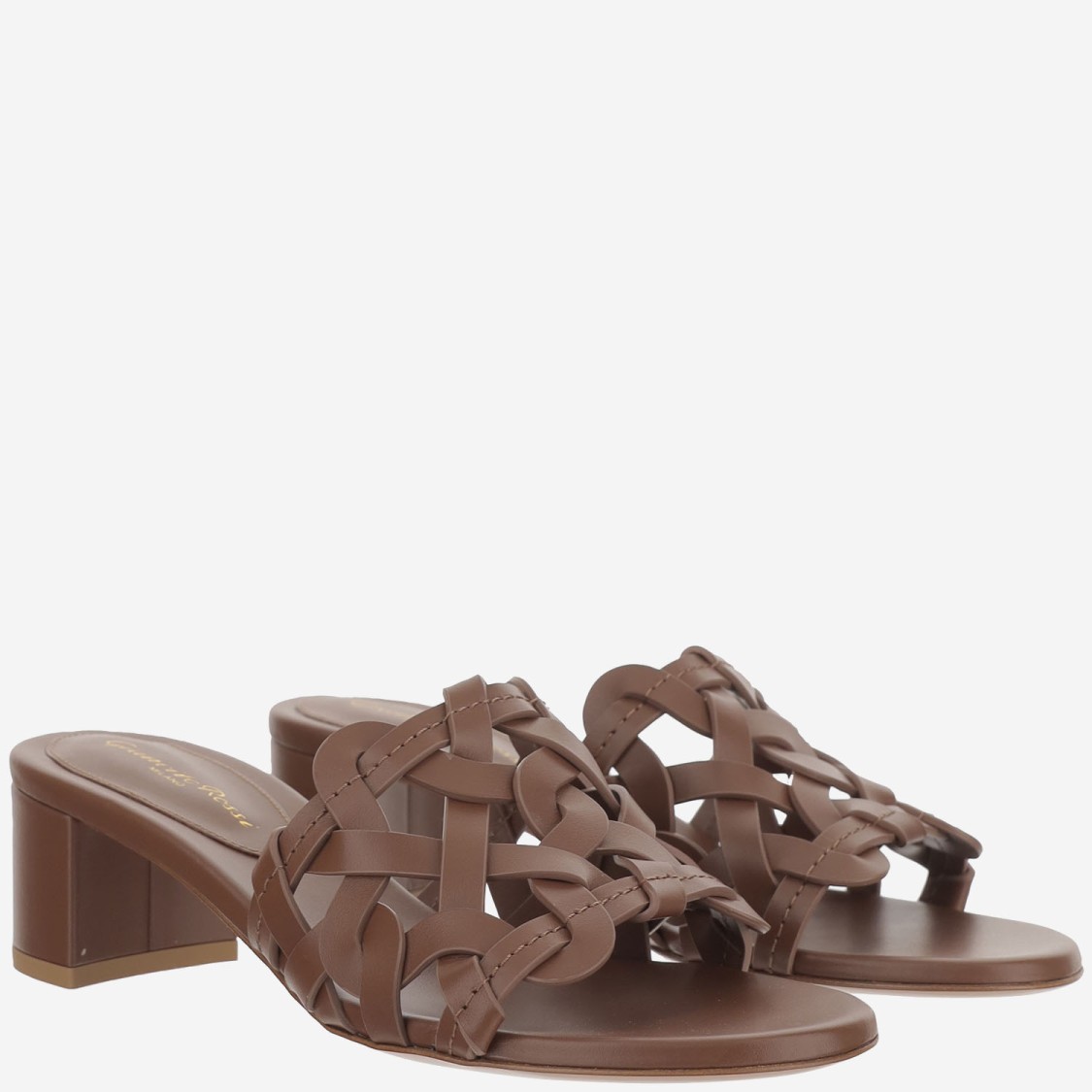 Gianvito Rossi Amalfi Cognac Brown Heel Sandals
